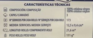 caracteristicas rollo de papel higiénico